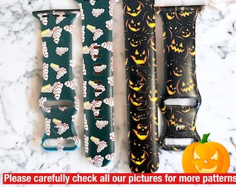 Pumpkin watch band|Skulls watch band|Halloween watch band|Scary pumpkin band|Spooky watch band|Ghost watch band|Orange watch band|Black band