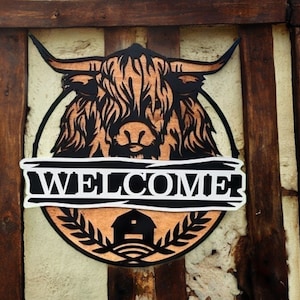 Décoration de façade de ferme Panneau Highland Panneau pour nouvelle maison Décoration d&#39;intérieur Panneau personnalisé Panneau de porte d&#39;entrée vache Panneau occidental Panneau avec vache
