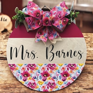 Teacher room sign|Sign for teacher|Room sign for teacher|Classroom door sign|Sign for classroom|Classroom welcome sign|Flower classroom sign