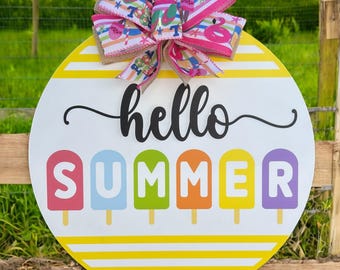 Summer front door sign|Summer door decor|summer door wreath|Summer wreath|summer wood door hanger|popsicle door hanger|summer sign for door