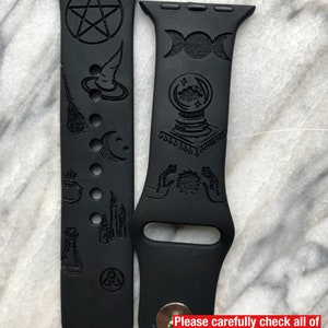 Witch watch band| Celestial Watch Band| Black Magic, Witchcraft Silicone Watch Band | Halloween Watch Band| Witchy Watch Band