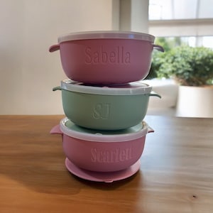 BLW ボウル|シリコン製ベビーボウル|赤ちゃんの誕生日プレゼント|赤ちゃんの食事に欠かせないもの|パーソナライズされたベビーボウル|ベビーシャワーギフト|名前入りベビーボウル|滑り止め