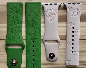 Floral watch band|New watch band|Engraved watch band|Watch band for vacation|Tropical leaf watch band|Smart watch|Watch band for vacation