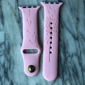 Dandelion watch band|Dandelion engraved watch band|Flower watch band|silicone watch band|Floral watch band | Spring watch band| Summer band