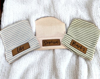 Gorro de hospital para recién nacido/Gorro de hospital para bebé/Gorro de cuero personalizado para bebé/Gorro de hospital personalizado para bebé recién nacido