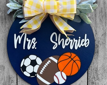 Teacher room sign|Sign for teacher|Room sign for teacher|Classroom door sign|Sign for classroom|Classroom welcome sign|sports classroom sign