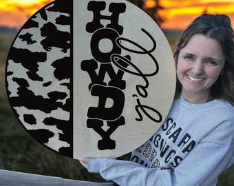 Cow front door sign|Howdy Yall door sign|Cow print door sign|Cow print sign|Western front door sign|Cow front door decor|Cow home decor