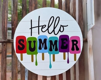 Popscicle front door sign Wood wreath Summer sign New house decor Personalized gift Gift for family Wood decor Home decor gift