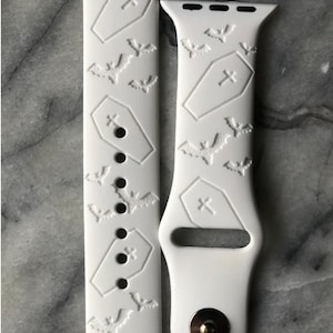 Coffin watch band| Halloween engraved watch band|Bat Watch Band| silicone watch band| Witchy Watch Band| Fall Watch Band