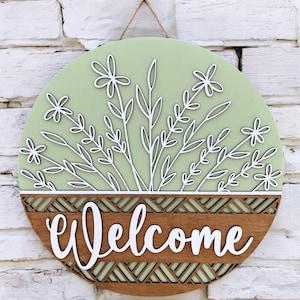 Welcome front door sign|Wild flower front door sign|Wildflower door hanger|Spring door hanger|Floral door hanger|Floral front door sign