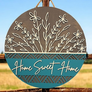 Home Sweet Home front door sign|Wild flower front door sign|Wildflower door hanger|Spring door hanger|Floral door hanger|Floral door sign