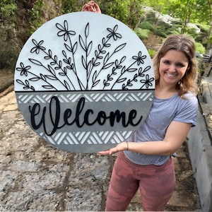 Welcome door hanger|Wild flower door hanger|Wildflower front door sign|Spring door hanger|Floral door hanger|Floral front door sign|Summer