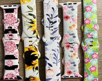 Floral watch band|Flower watch band|Floral smart watch band|Sunflower watch band|Sunflower decor|Sunflower print smart watch|Cute watch band