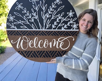Welcome front door sign|Wild flower front door sign|Wild flower door sign|Wildflower door hanger|Welcome wildflower door hanger|Wedding gift