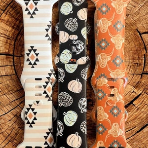 Pumpkin watch band|Fall watch strap|fall galaxy watch band|fall watch bands|western watch band|highland cow watch band|38mm watch band|20mm