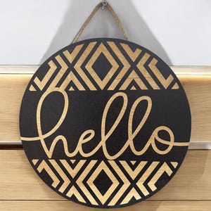 Welcome front door sign|New front door sign|Hello door hanger|Geometric door hanger|Welcome door hanger|Wood front door sign