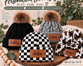 Personalized Baby Beanie, Newborn Baby Beanie Hat, Kids Hat with Name Patch, Unisex Baby Hats, Adult Beanie Hat with Name, kids name beanie