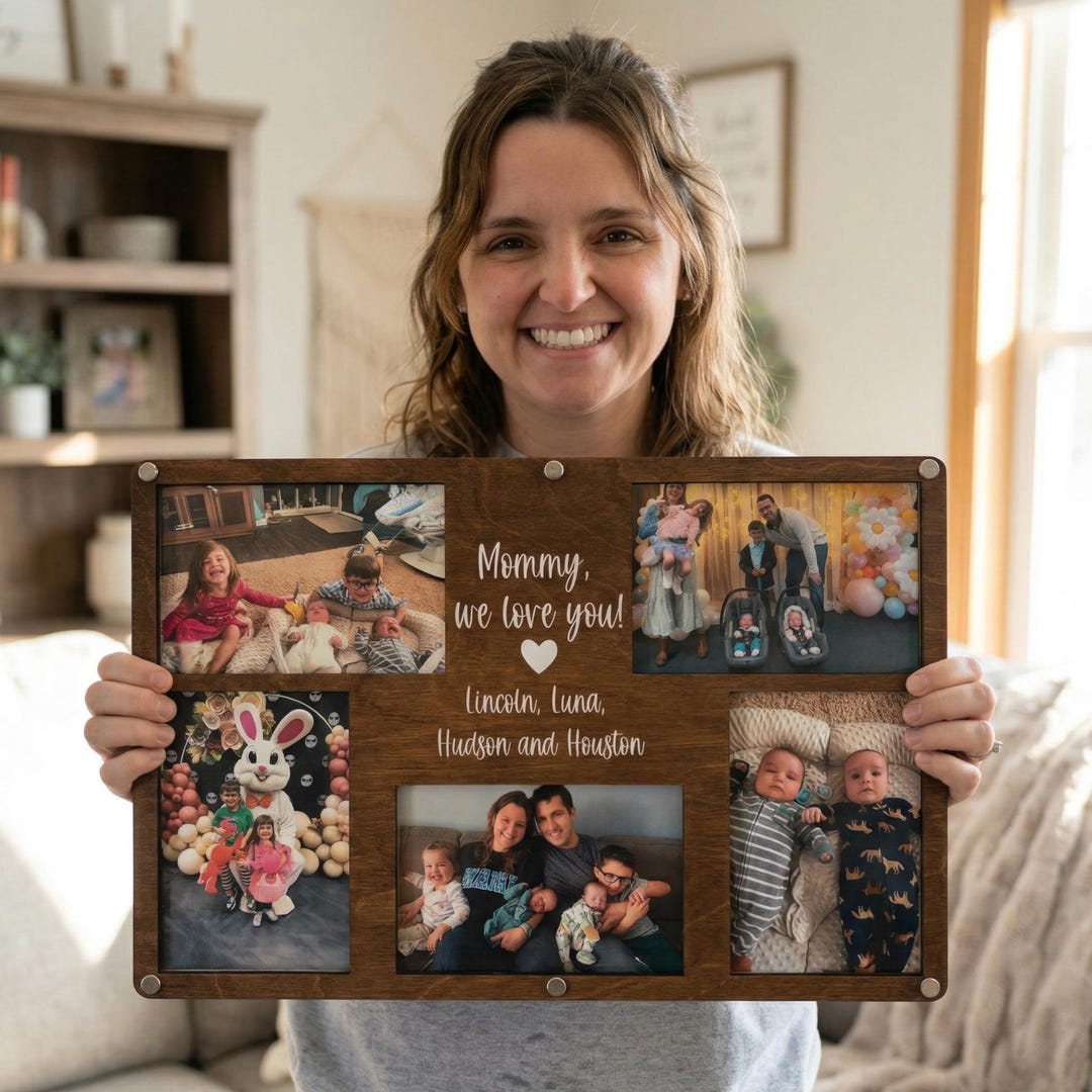 Personalized Family Photo Frame 4x6 Collage, Custom Last Name Sign ...