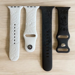 Coffin watch band|Halloween engraved watch band|Bat Watch Band|silicone watch band|Witch Watch Band|Fall Watch Band|Spooky season watch band
