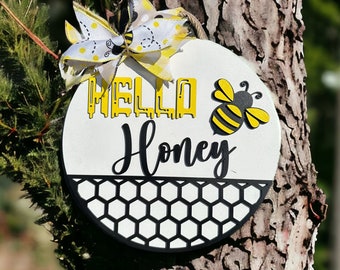 Spring front door sign| Bee front door sign| Personalized sign| Sign for new home|Home decor| Spring decor| Home sweet home| House decor
