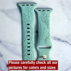 Wildflower watch band| Floral Watch Band | Flower engraved watch band | gift for gardener |silicone watch band| Spring Watch Band