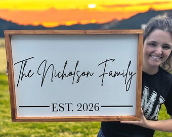 Personalized family sign, Wedding gift, Sign for family, Established family name sign, last name wall sign, sign for new home, family sign