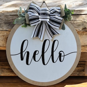 Door hanger for front door|Hello door hanger|Sign for new home|Wood door sign|Wood front door Welcome sign|Gift for new homeowner|first home