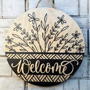 Welcome front door sign|Wild flower front door sign|Wildflower door hanger|Spring door hanger|Floral door hanger|Floral front door sign