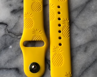 Pineapple watch band | silicone watch band | Tropical, Pineapple Fruit Silicone Band Laser Engraved | Hawaiian Watch Band| 38mm | 40mm |20mm