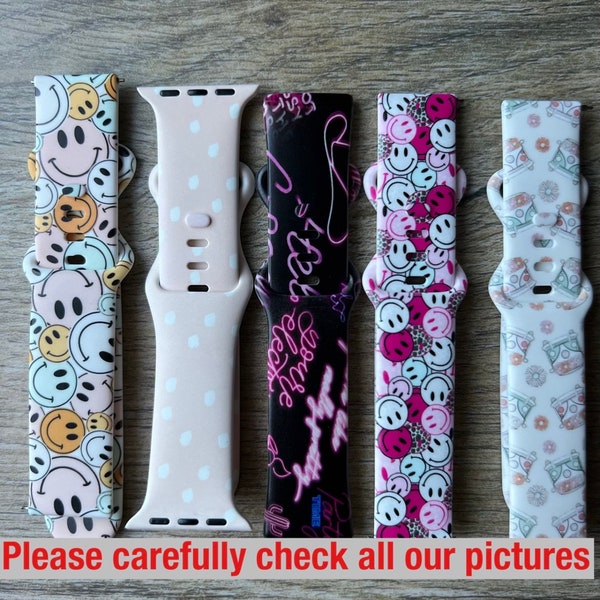 Happy face watch band|20mm happy face watch band|42mm happy face watch band|happy face series 8 watch band|Pink smart watch band|Retro watch