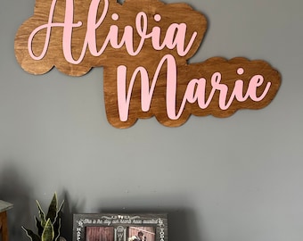 Skylt för barnrum | Personlig skylt | Namnskylt för barn | Namnskylt i trä | Skylt för barnrum | Skylt för barnrum | Babyshower-present | Present till