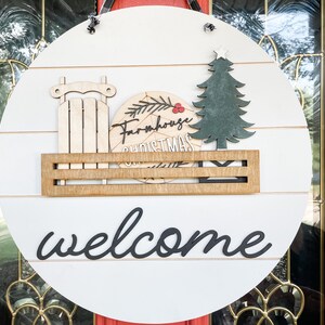 Farmhouse Christmas Tiered Tray/ Interchangeable Door Hanger
