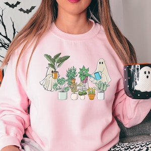 Ghost Plant Sweatshirt, Halloween Plant Lady Sweater,Plant Lover Gift, Gardener Sweatshirt, Botanical Sweater, Cute Ghost Sweater, Halloween
