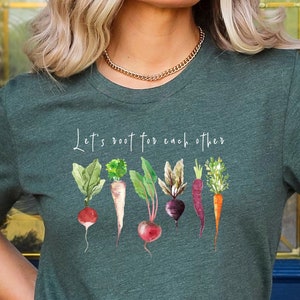 Let&#39;s Root For Each Other Shirt, Vegetable Shirt, Funny Shirt, Gardening Shirt, Turnip Tee,Spring Shirt, Black Carrot Shirt, Botanical Shirt