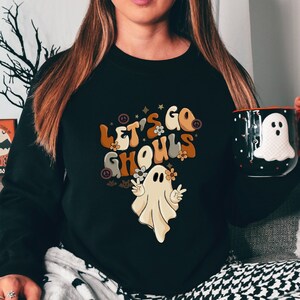 Lets Go Ghouls Sweatshirt, Retro Halloween Ghost Shirt