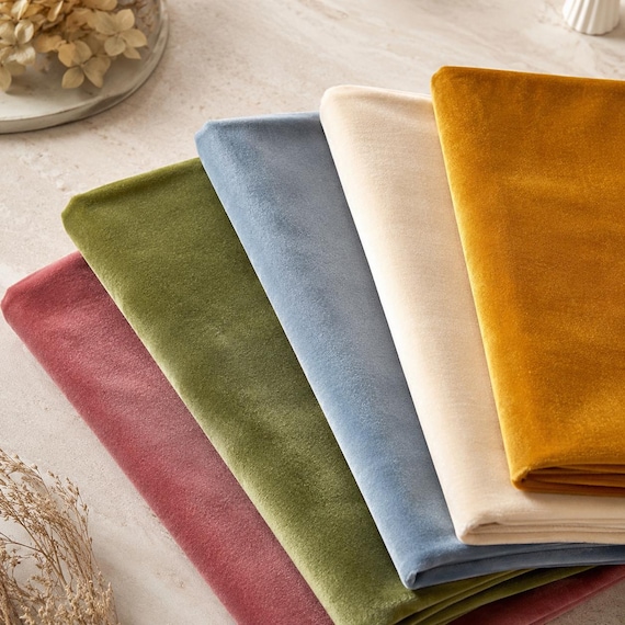 Velvet Fabric By The Yard, Multicolor Velvet Upholstery Fabric, 60 Color Choices, Custom Size Velvet Fabric
