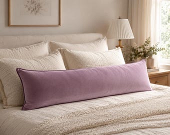 Velvet Body Pillow Cover with Piping, 60 Color Options, Custom Lumbar Pillow Case, with Colorful Piping, Custom Size Body Pillow