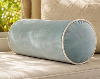 Custom Velvet Bolster Pillow Cover with Piping, Yoga Bolster Pillow Case, Customizable 60 Color Options and 250gsm Fabric,