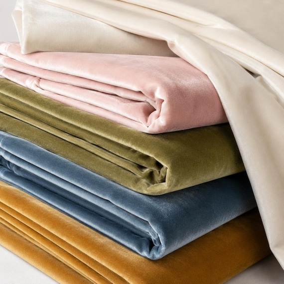 Velvet Fabric By The Yard, Multicolor Velvet Upholstery Fabric, 60 Color Choices, Custom Size Velvet Fabric