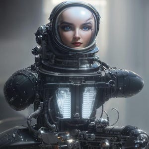 Futuristic Female Robot Portrait | Surreal Sci Fi Digital Wall Art Download
