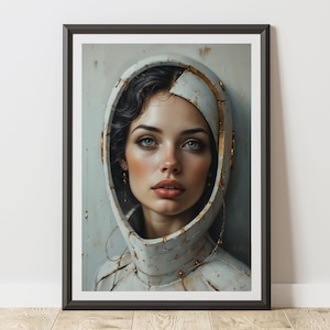 Futuristic Astronaut Beauty Portrait | Sci-Fi Female Art Print | Digital Download
