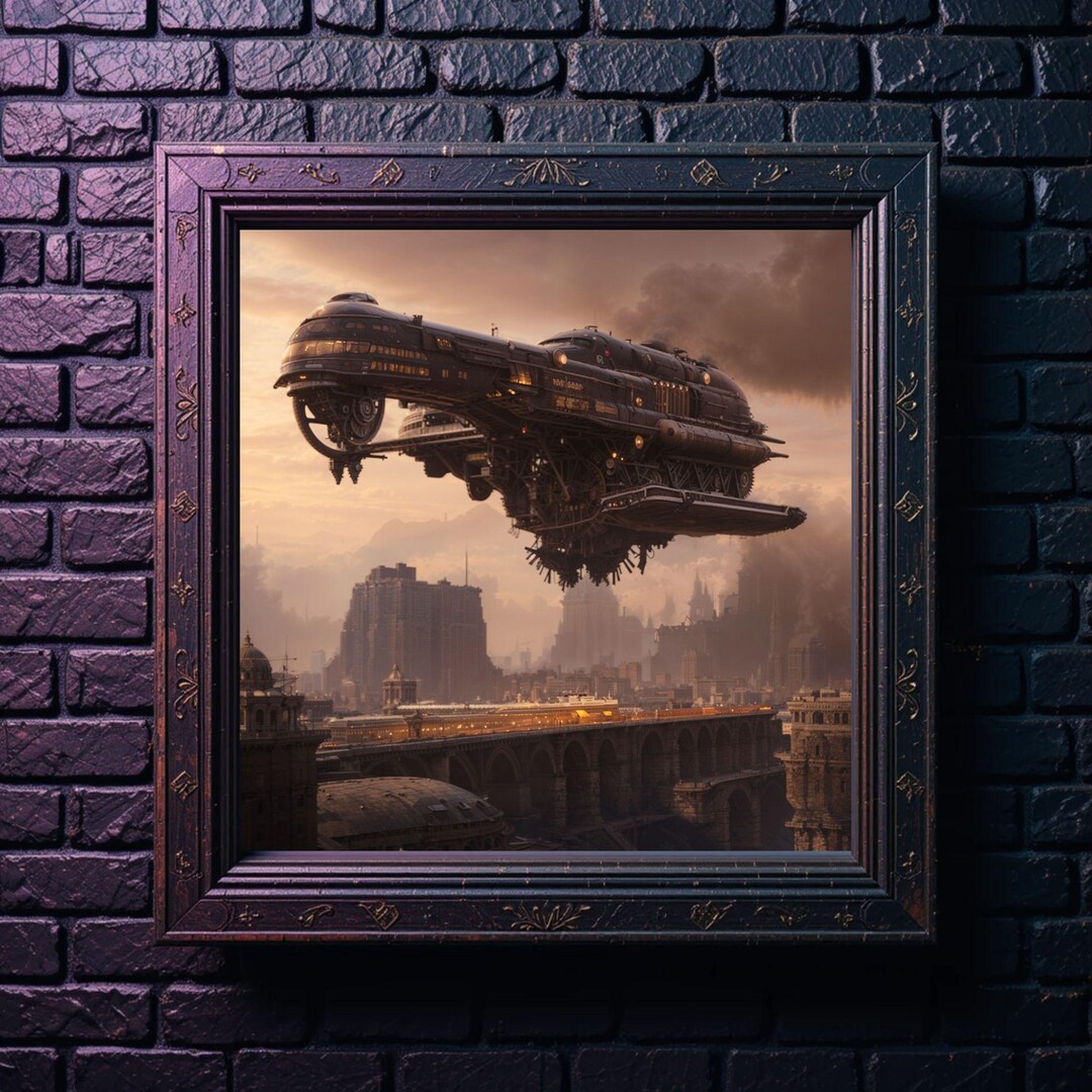 The Departure | Futuristic Steampunk Airship | Industrial Wall Art ...