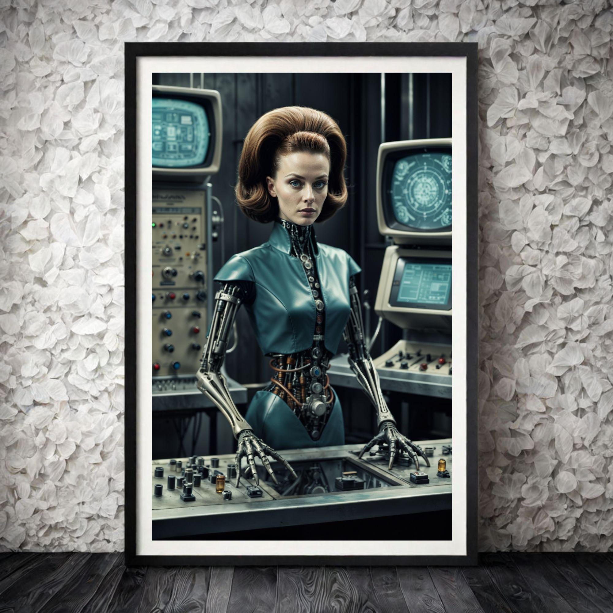 Retro Futuristic | Female Android | Portrait of a Lady | Vintage SciFi | Atompunk Art | Science Fiction | Instant Download