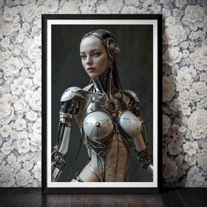 Mulher Cibernética | Androide Feminino | Retrato de uma Senhora | Arte Futurista | Futuro Moderno | Ficção Científica | Download Instantâneo