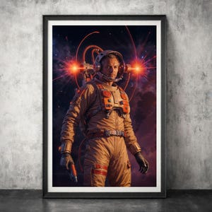 Retro Futuristic Space Explorer | Cosmic Sci-Fi Wall Art | Astronaut Poster | Instant Download Print