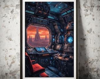 Window to the Future | Spaceship Interior | Alien World | Outer Space | Control Panel | Science Fiction | Instant Download