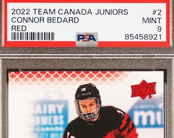 Connor Bedard - Team Canada Juniors - Red Foil - PSA Mint 9 - Official Licensed Product