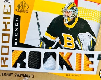 ¡Rara tarjeta de novato de Jeremy Swayman! - Boston Bruins - Producto con licencia de la NHL