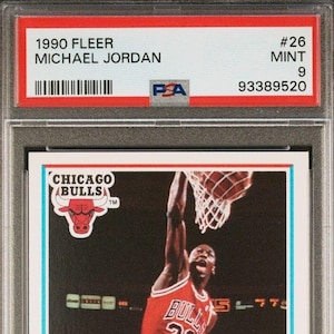 Michael Jordan 1990 NBA Fleer Card - Mint PSA 9 Graded Card, Officially Licensed Sports Card, 100% Authentic NBA Collectible