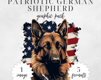 Watercolor German Shepherd | Digital Download | Clip Art | 4th of July | German Shepherd Clipart Bundle | Dog Portrait | Police K9 SVG